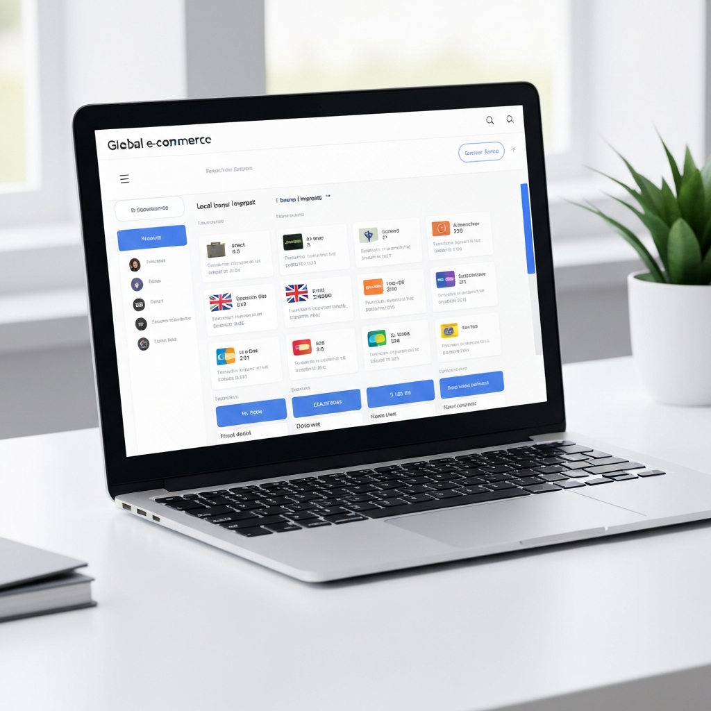 Streamlined global checkout interface showing multiple local payment options for different geographic regions